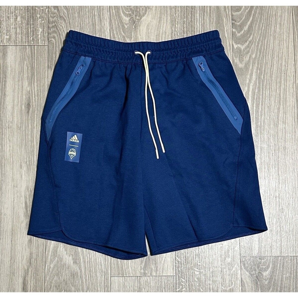 Adidas Navy Seattle Sounders FC Soccer 2022 Player Travel Shorts (HU0050) Sz M